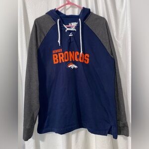 NFL Denver Broncos Blue and Gray Graphic Hoodie